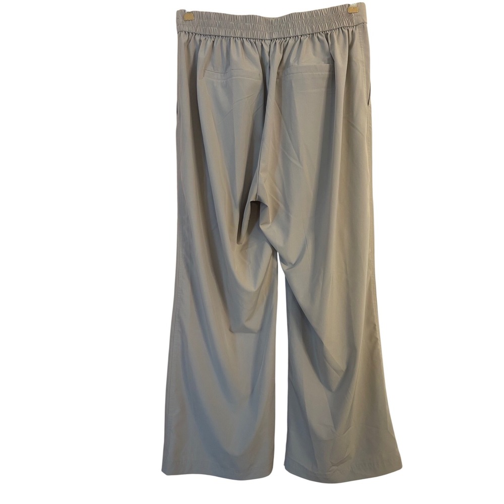 Lou & Grey Fluid Wide Leg Pleated Pull On Pants Beige Stone Petite Large LP - Picture 3 of 5
